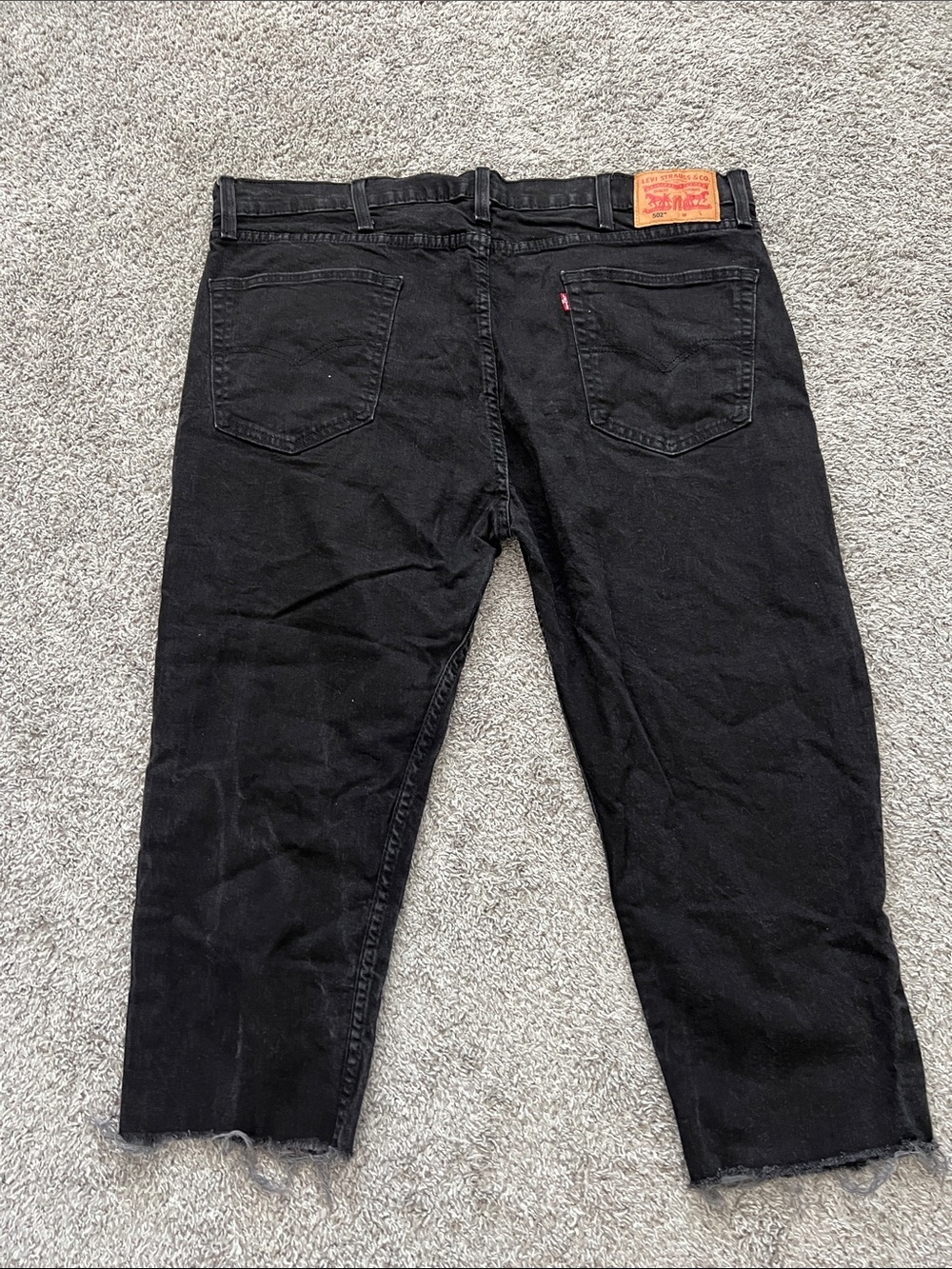Levi’s 502 Black Men’s Custom Raw Hem Cropped Straight-Leg Stretch Jeans Size 42 - Picture 2 of 13